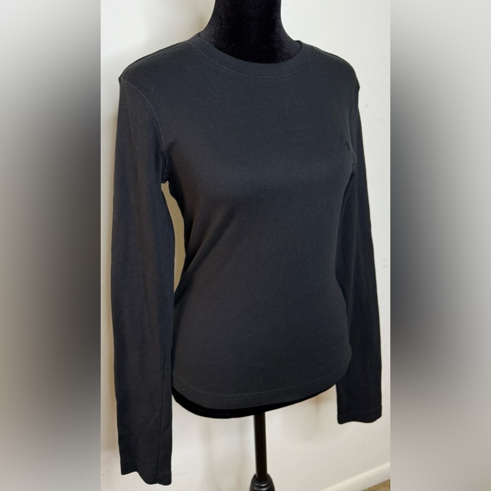 Ralph Lauren Sport 100% cotton black long sleeve fitted shirt polo logo med EUC - Picture 2 of 6